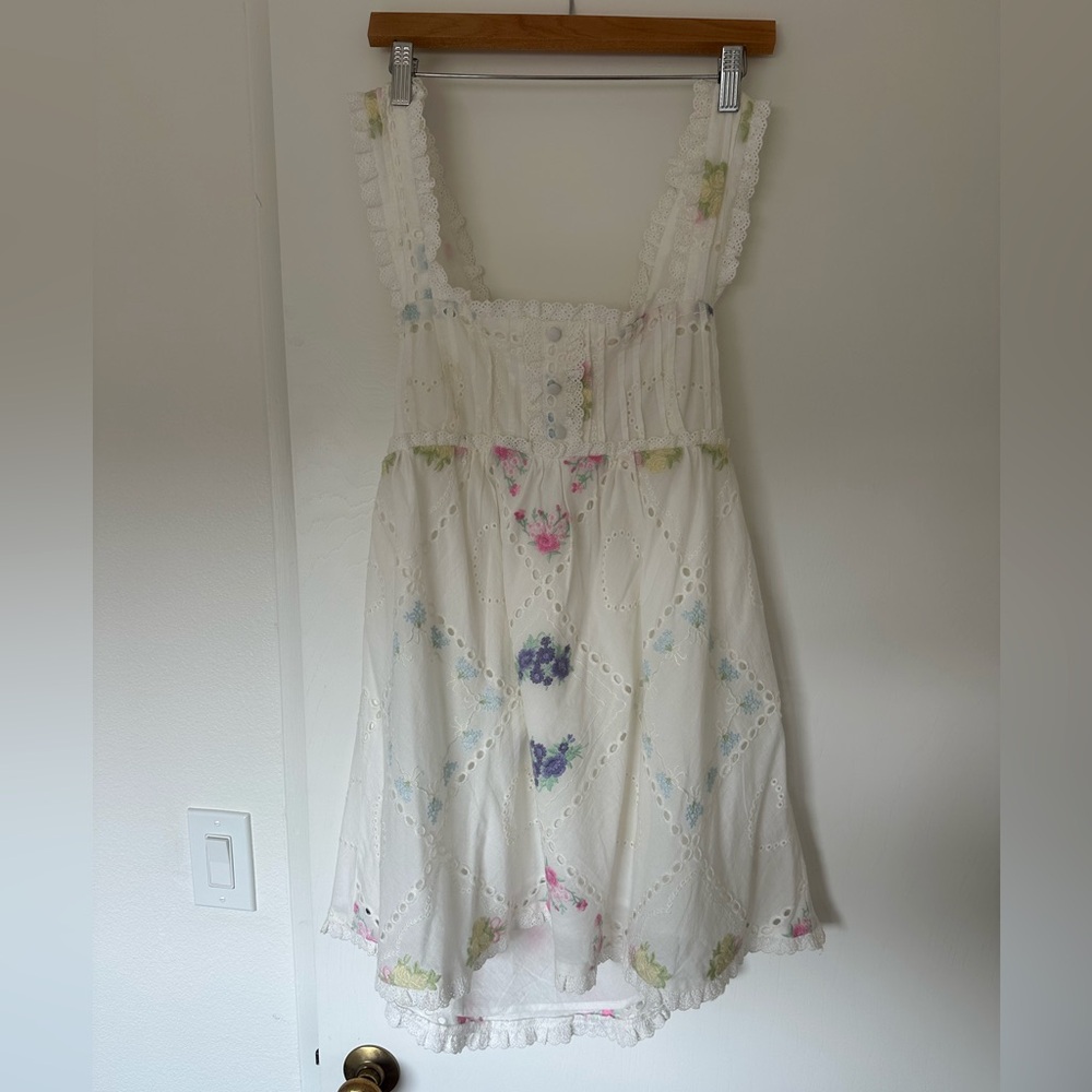 For Love And Lemons White Embroidered Cotton Minidress